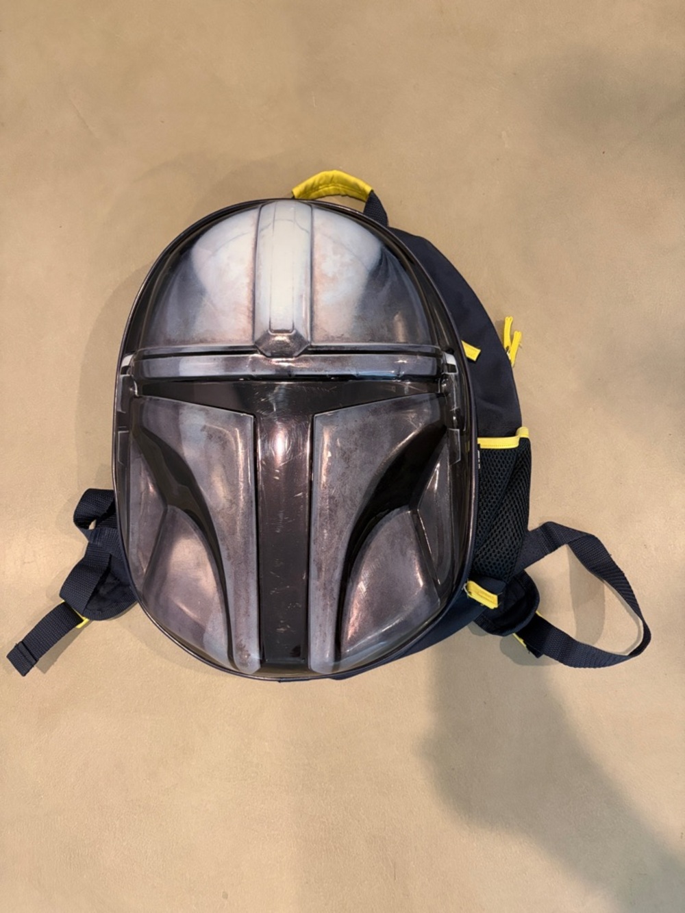 Disney Kids Backpack in Navy and Yellow with Metallic Mandalorian Helmet